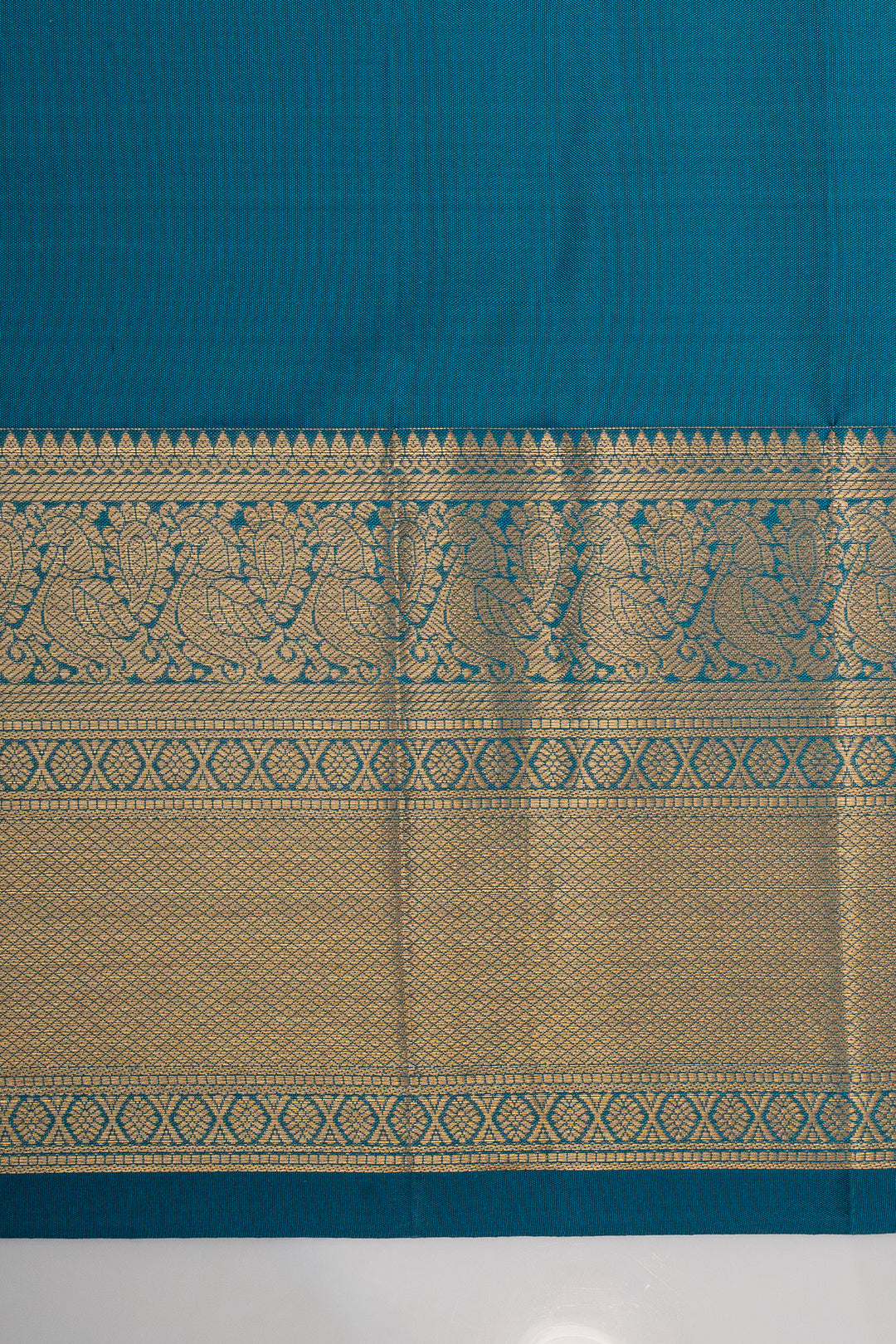 Peacock blue brocade pure kanchipuram silk saree
