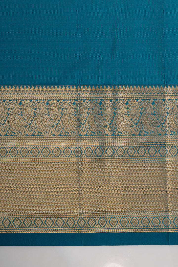 Peacock blue brocade pure kanchipuram silk saree