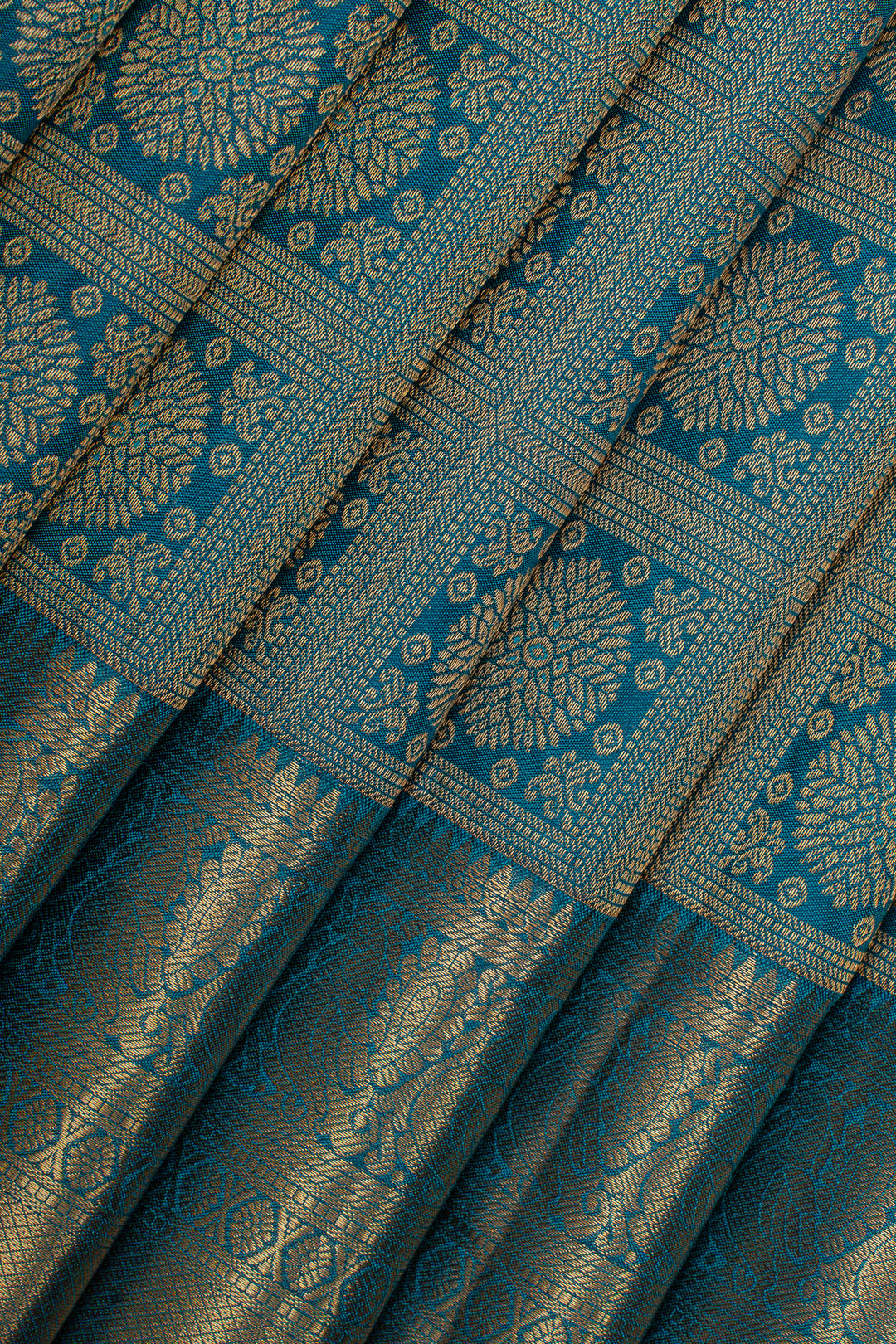 Peacock blue brocade pure kanchipuram silk saree