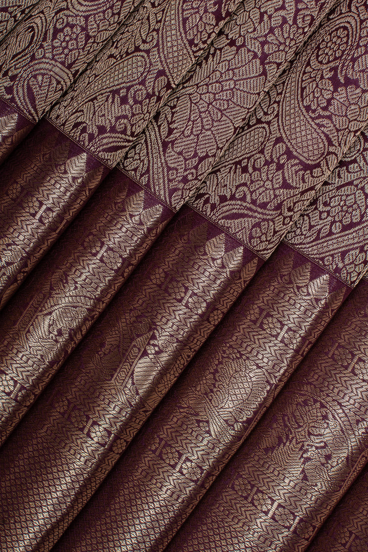 Purple brocade pure kanchipuram silk saree