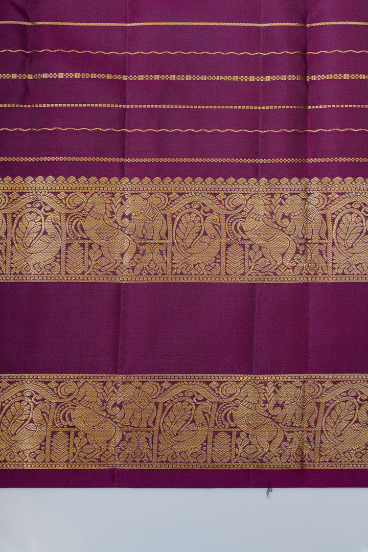 Mehendi green neli stripes pure Kanchipuram silk saree