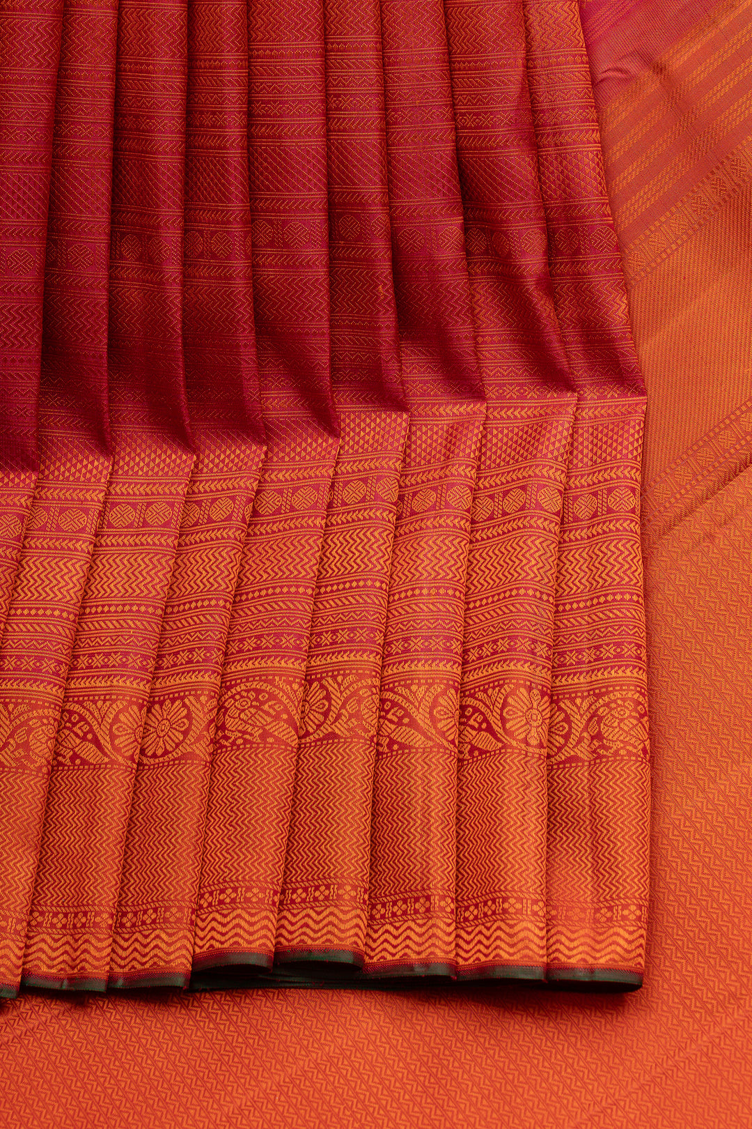 Red thread stripes Pattu pettu pure kanchipuram silk saree