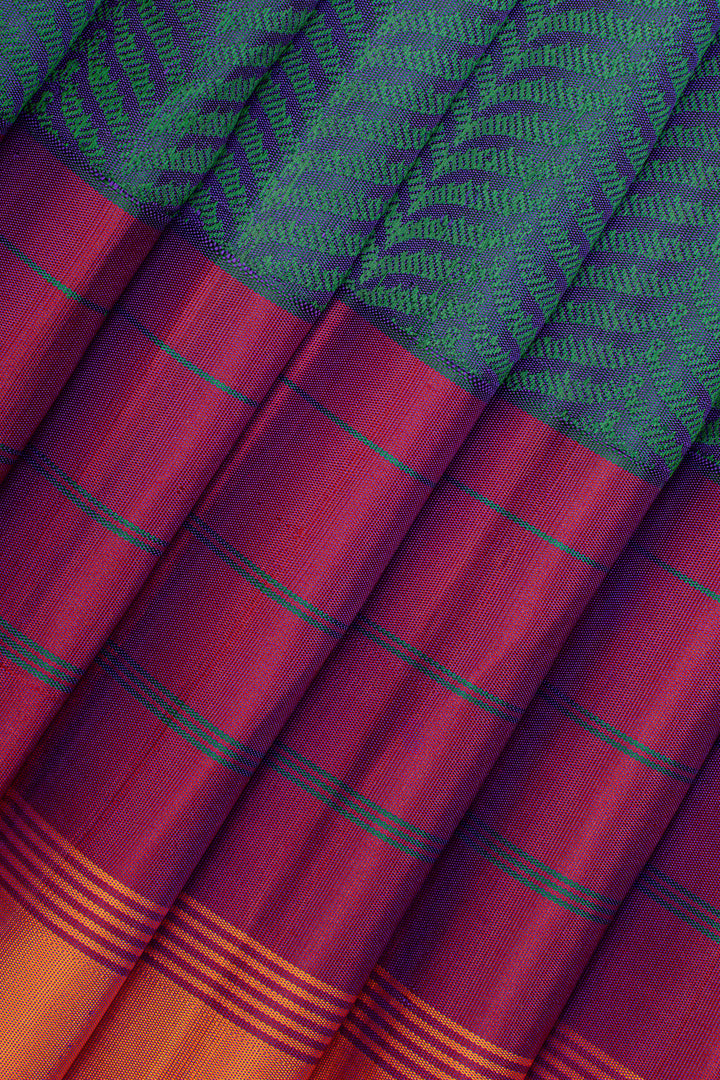 Peacock blue thread brocade Pattu pettu pure Kanchipuram silk saree