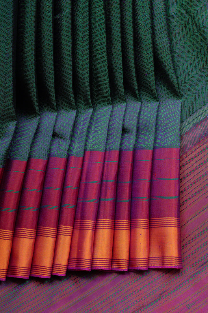 Peacock blue thread brocade Pattu pettu pure Kanchipuram silk saree