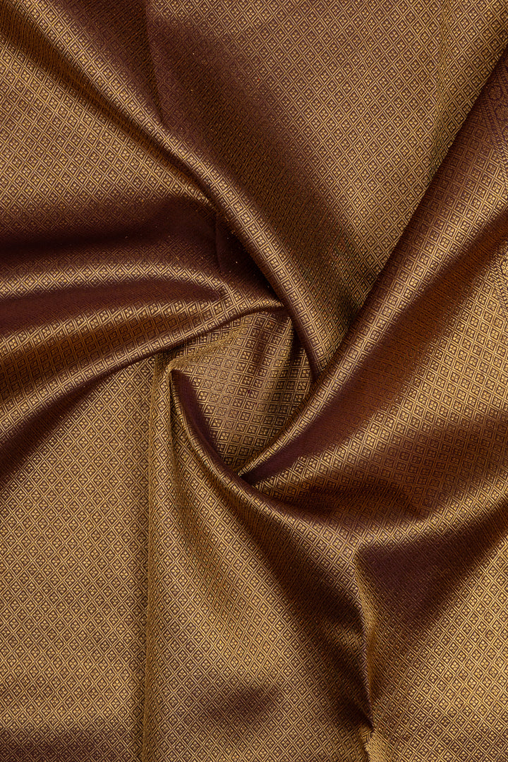 Mustard zari checks pure kanchipuram silk saree