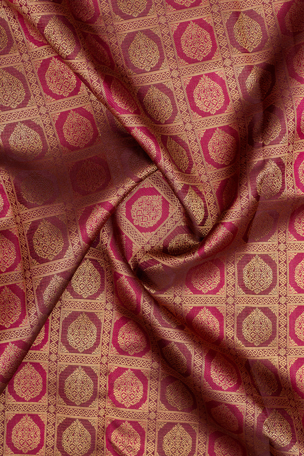Maroon brocade pure kanchipuram silk saree