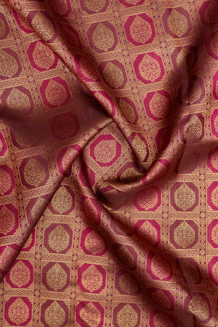 Maroon brocade pure kanchipuram silk saree