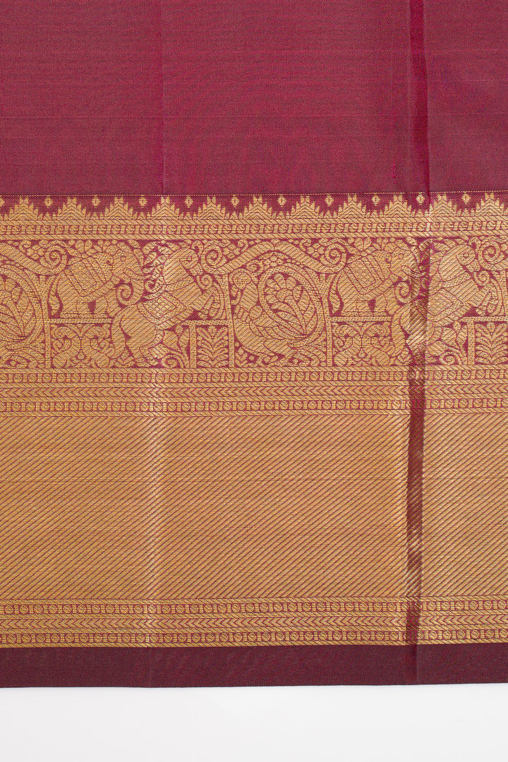 Maroon brocade pure kanchipuram silk saree