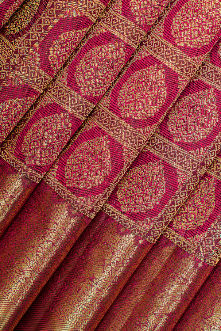 Maroon brocade pure kanchipuram silk saree