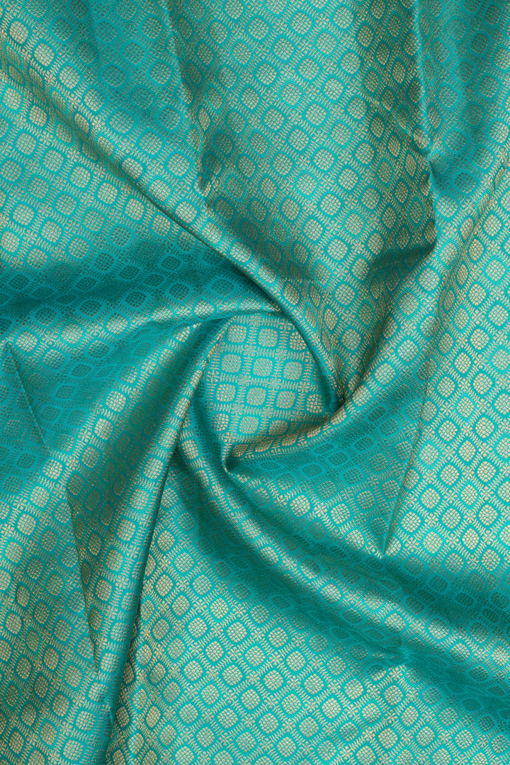 Cyan blue brocade pure kanchipuram silk saree