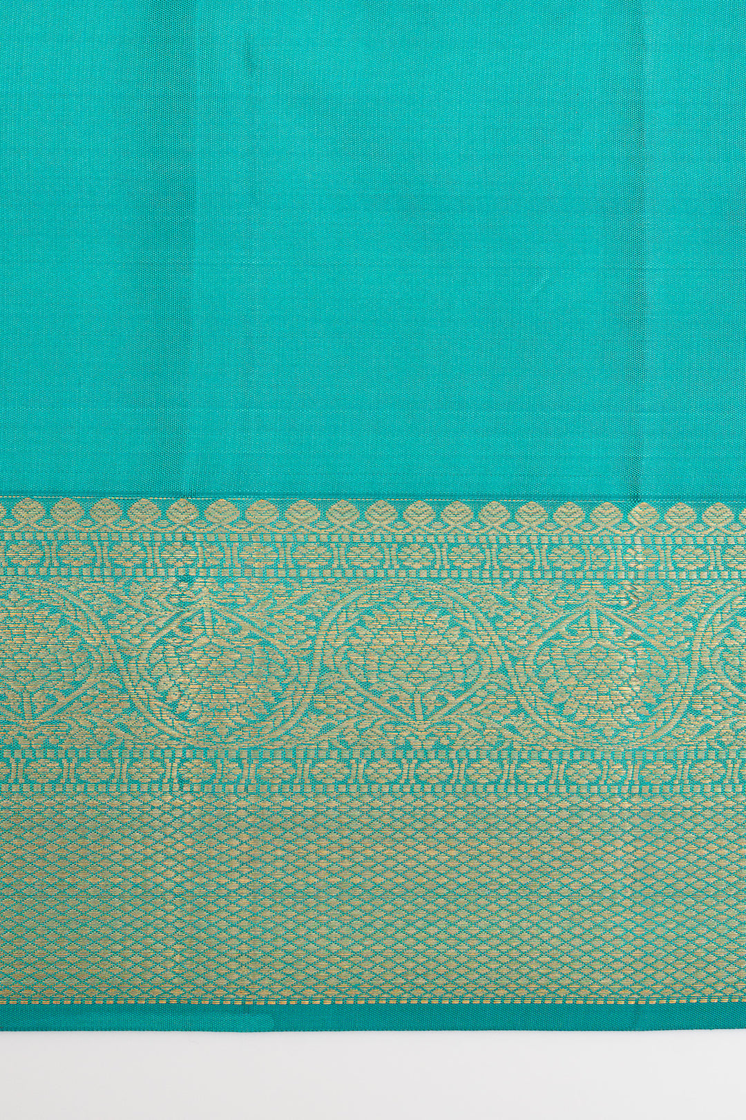 Cyan blue brocade pure kanchipuram silk saree