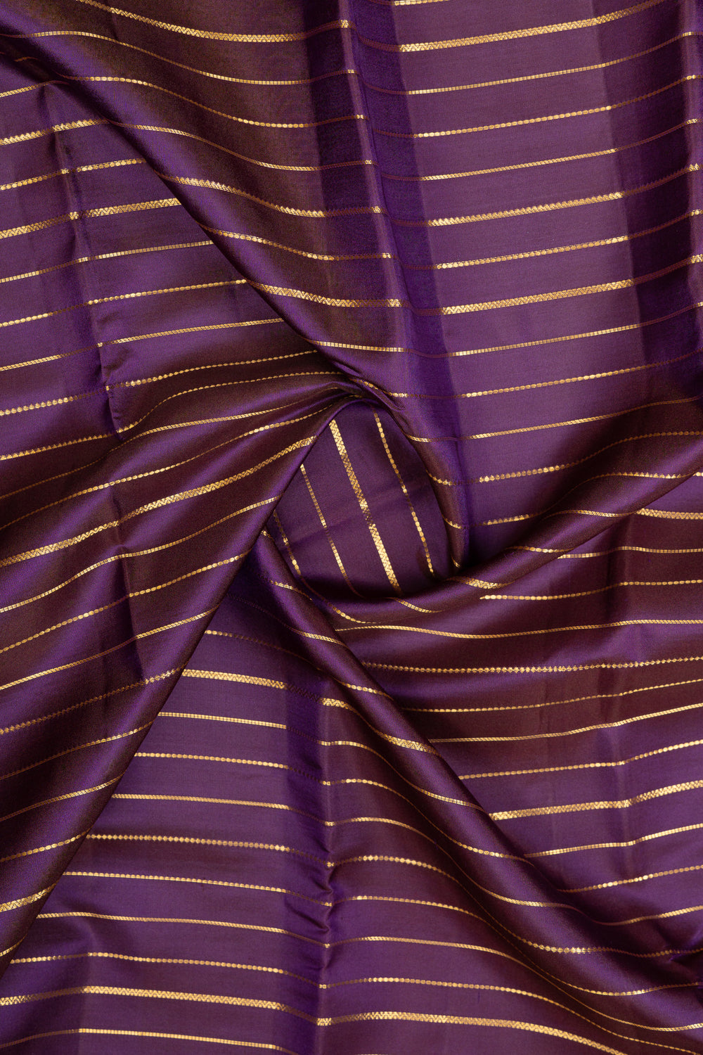 Aubergine purple neli stripes pure kanchipuram silk saree