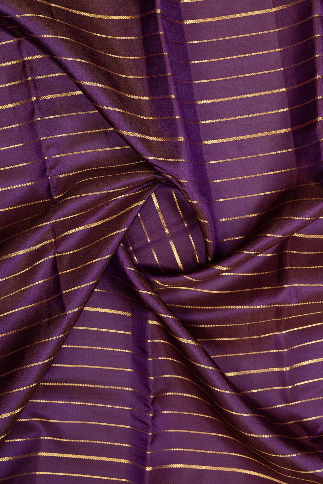 Aubergine purple neli stripes pure kanchipuram silk saree