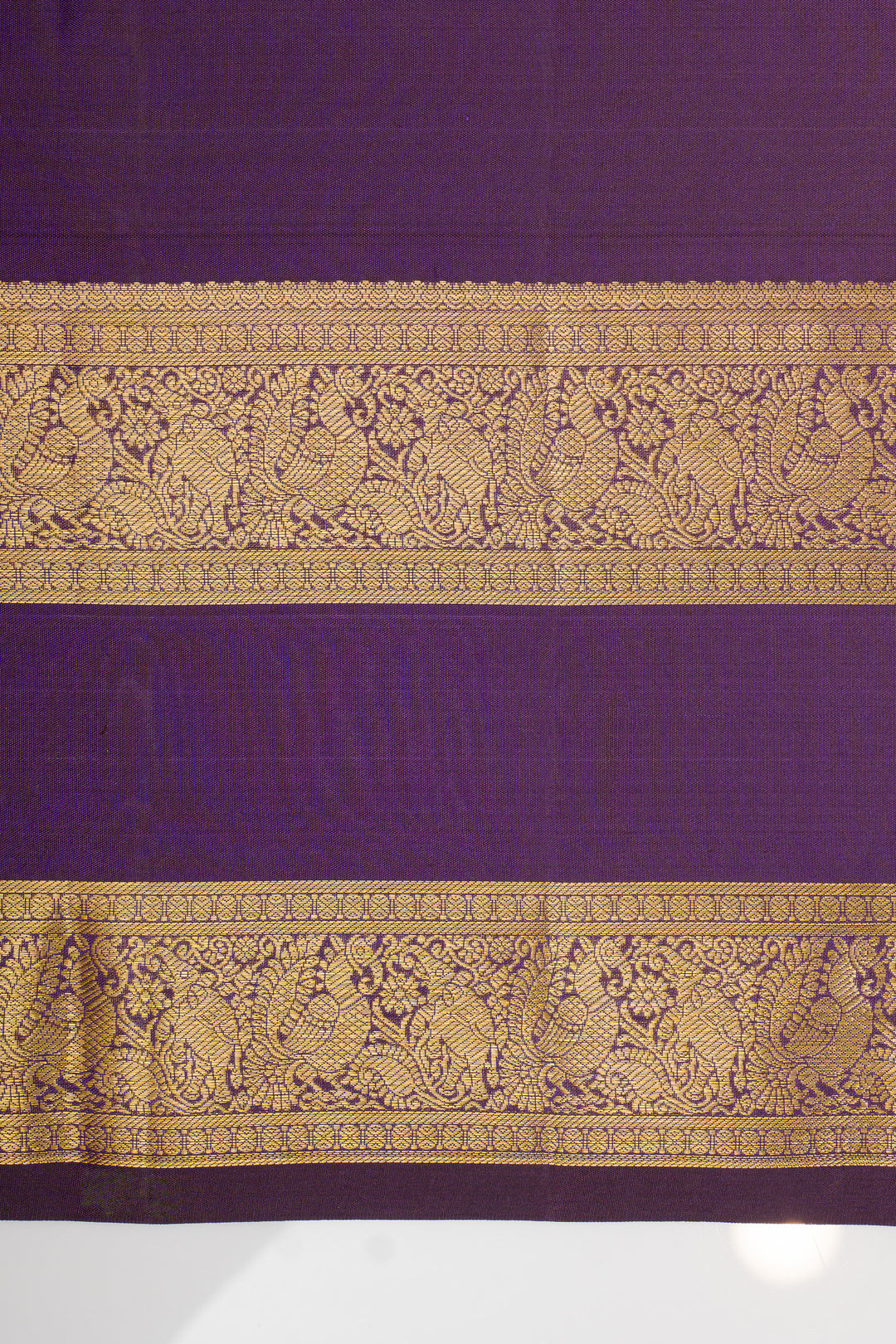 Aubergine purple neli stripes pure kanchipuram silk saree