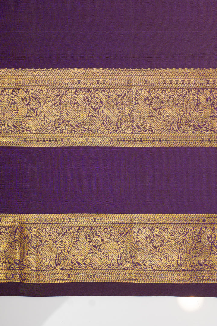 Aubergine purple neli stripes pure kanchipuram silk saree