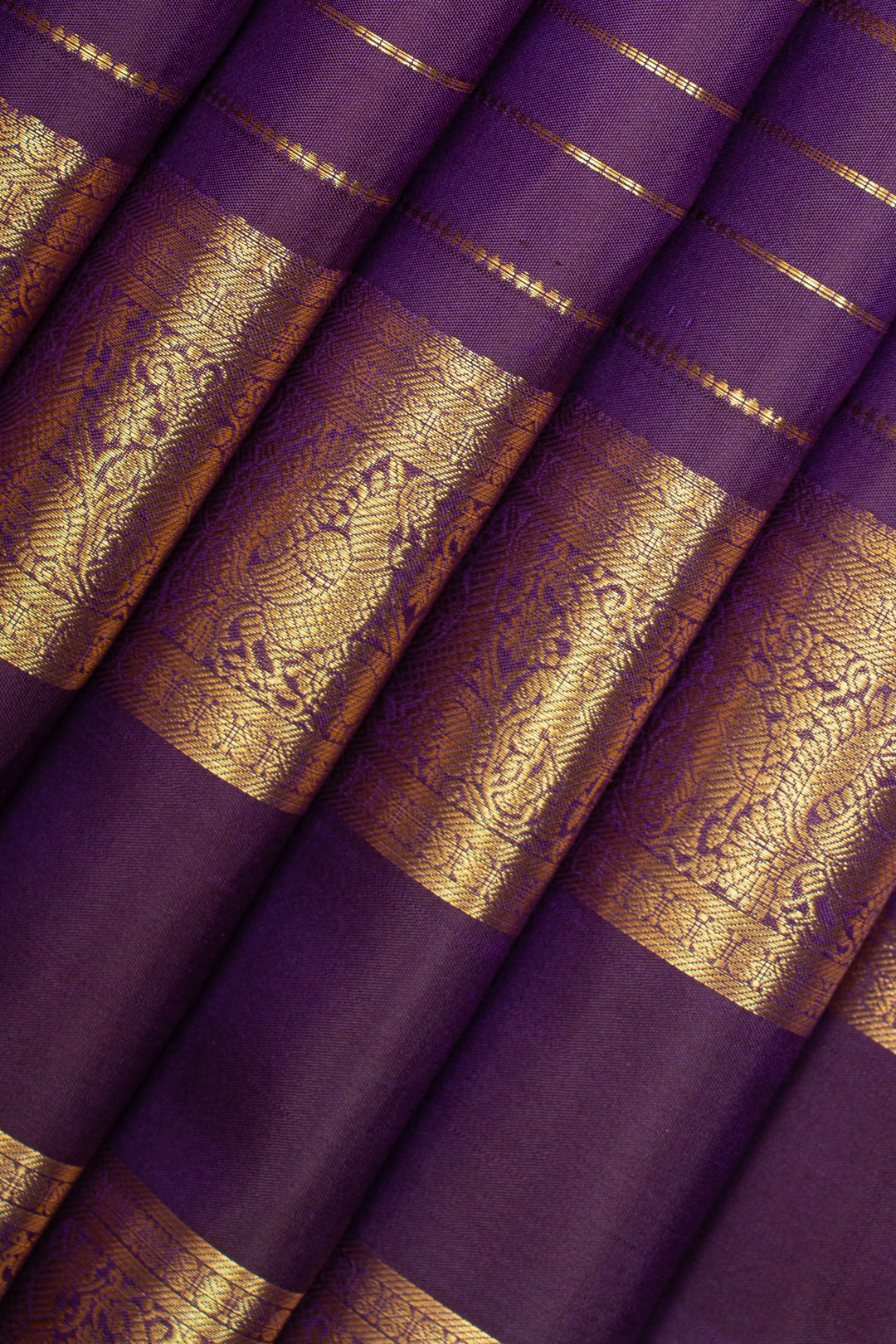 Aubergine purple neli stripes pure kanchipuram silk saree