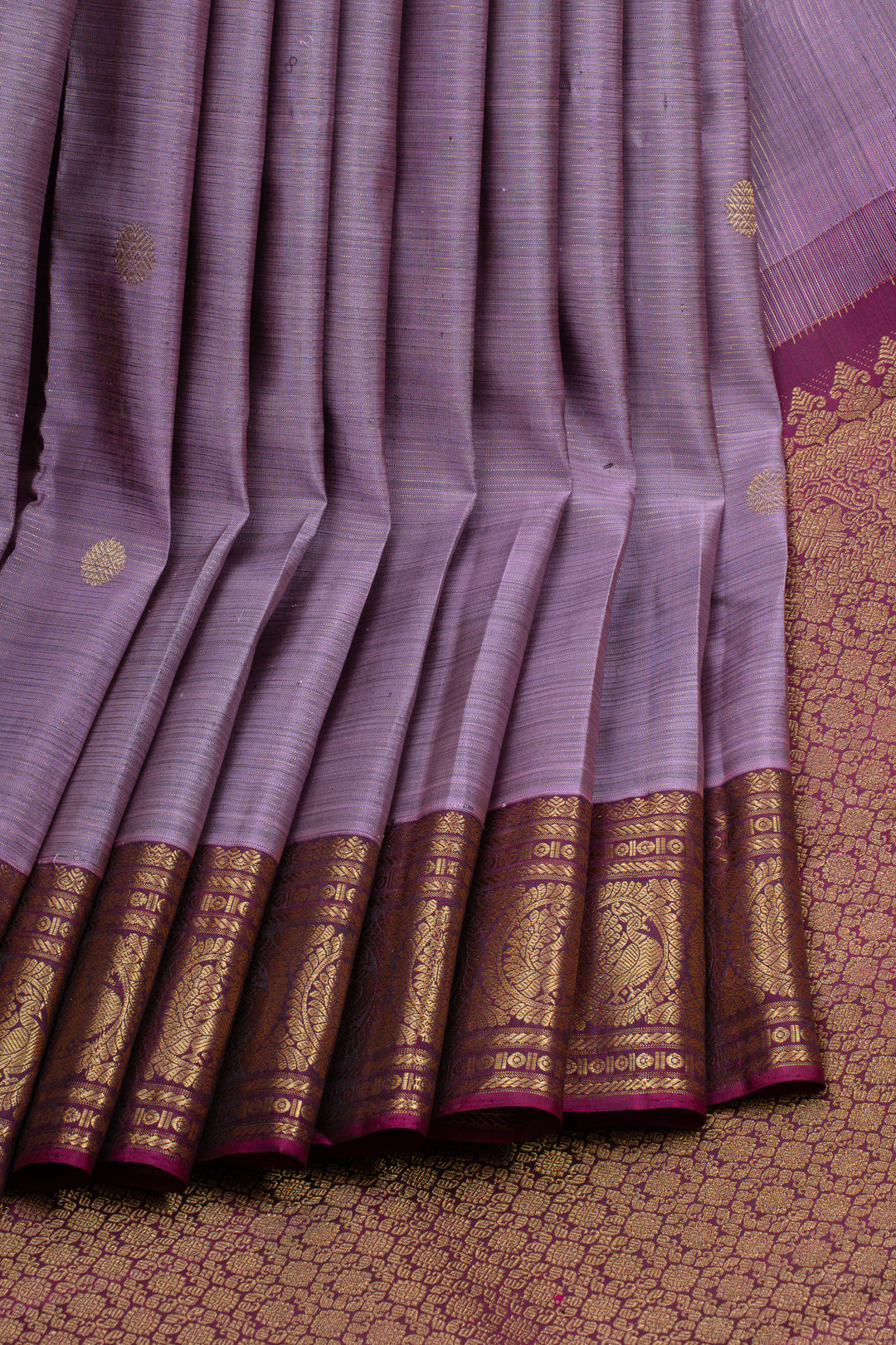 Light purple traditional pure kanchipuram silk saree