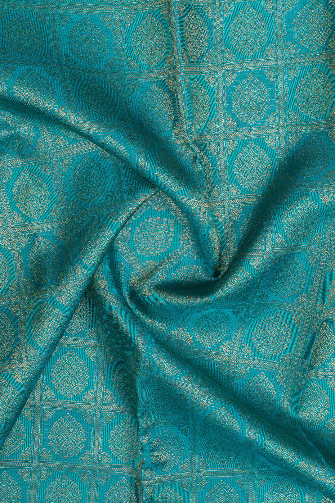 Teal Blue brocade pure kanchipuram silk saree