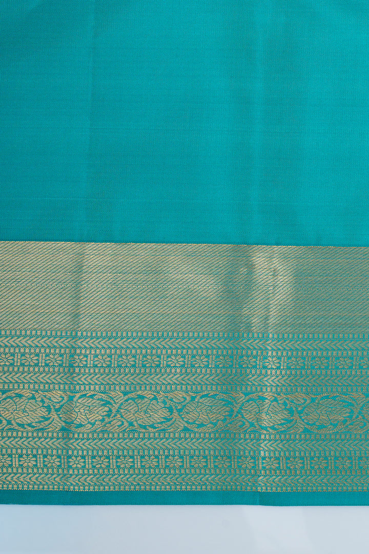 Teal Blue brocade pure kanchipuram silk saree