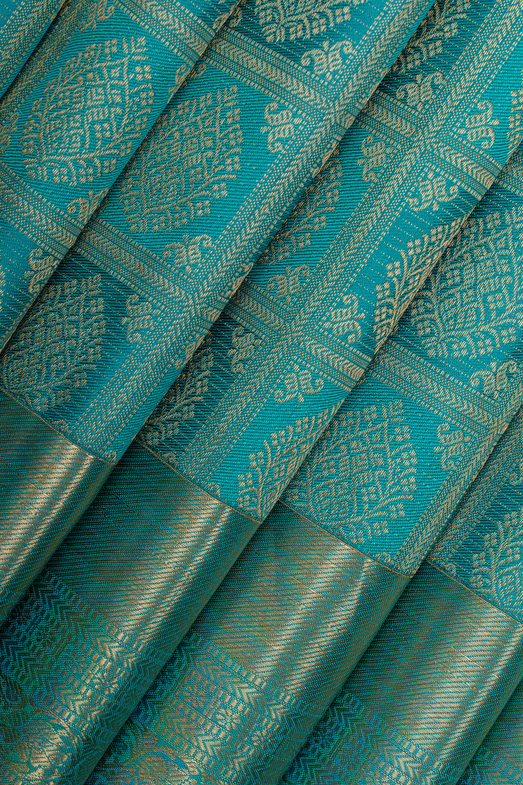 Teal Blue brocade pure kanchipuram silk saree