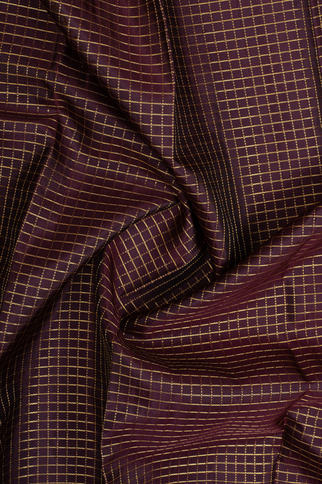 Jamun and rust orange Zari checks varisaipettu pure Kanchipuram silk saree