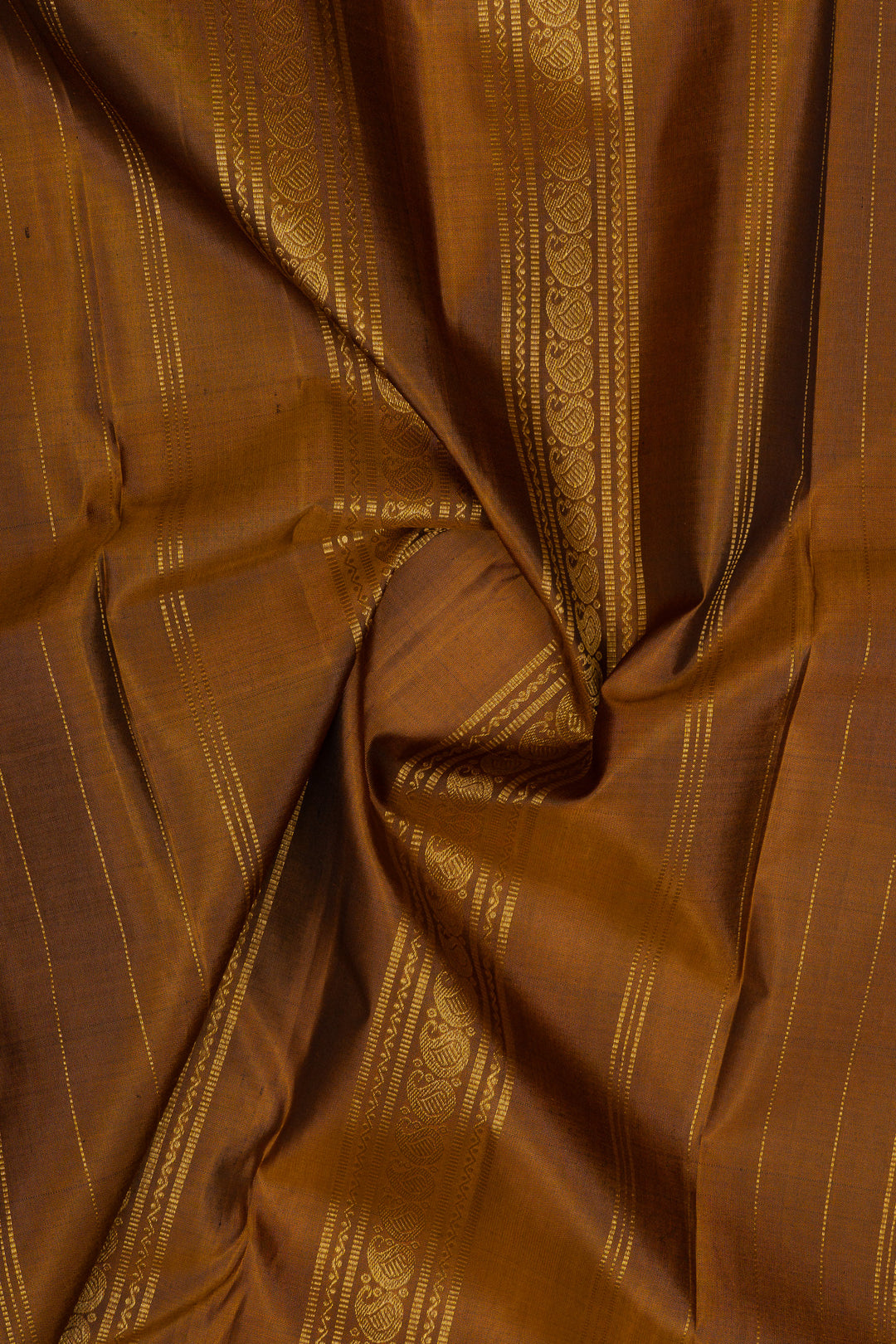 Black and mustard small Border pure kanchipuram silk saree