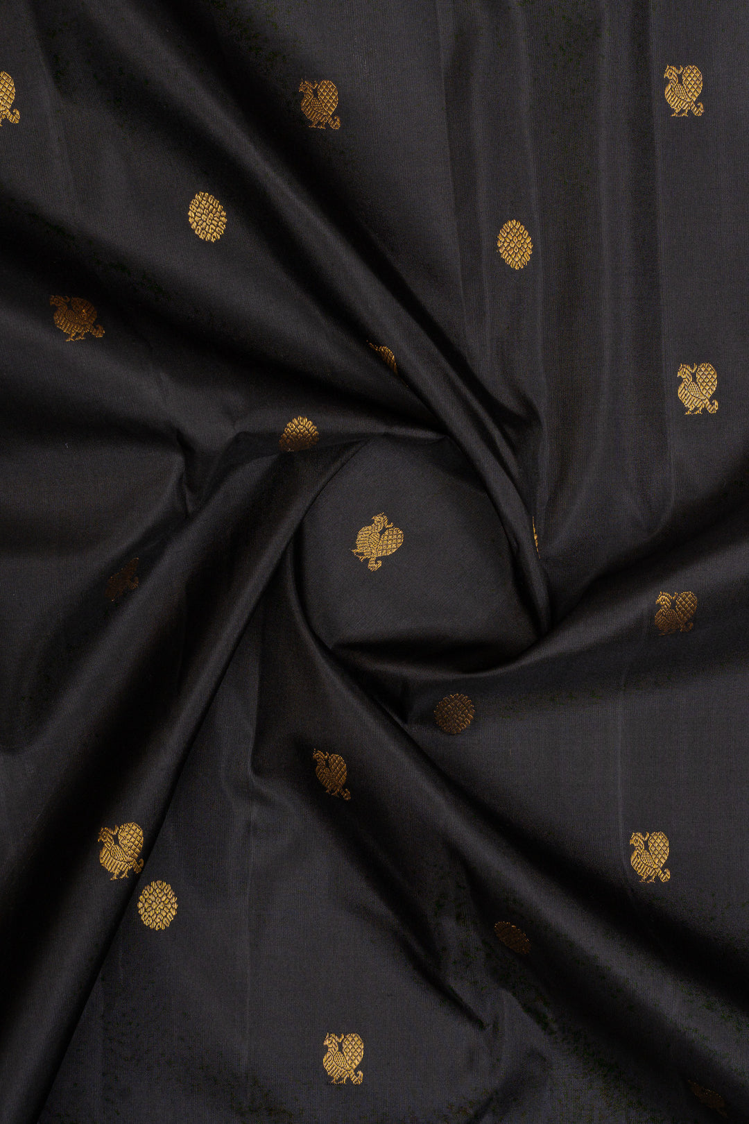Black and mustard small Border pure kanchipuram silk saree