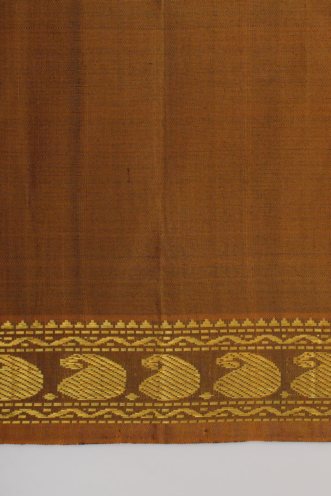 Black and mustard small Border pure kanchipuram silk saree