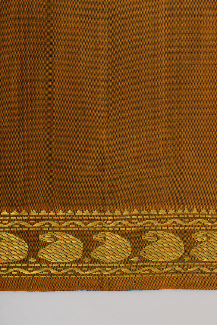 Black and mustard small Border pure kanchipuram silk saree