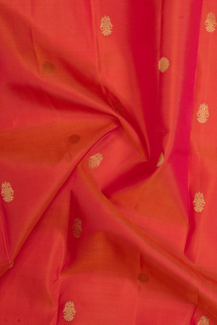 Rust orange traditional pure kanchipuram silk saree