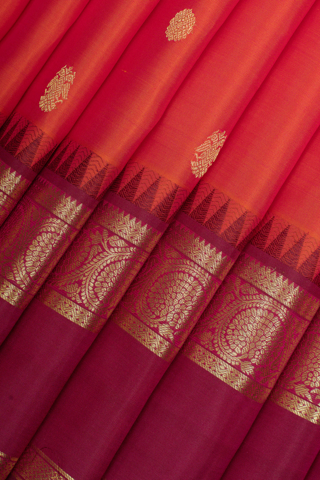 Rust orange traditional pure kanchipuram silk saree