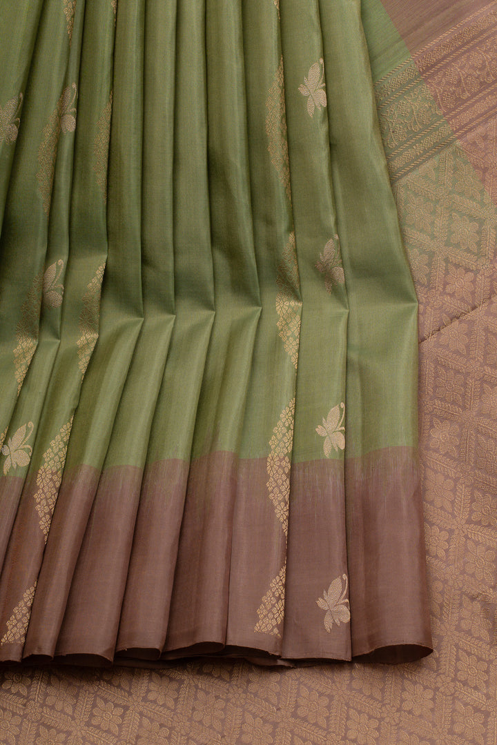 Green traditional pure soft silk saree