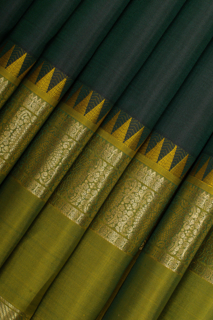 Bottle green traditional pure kanchipuram silk sare