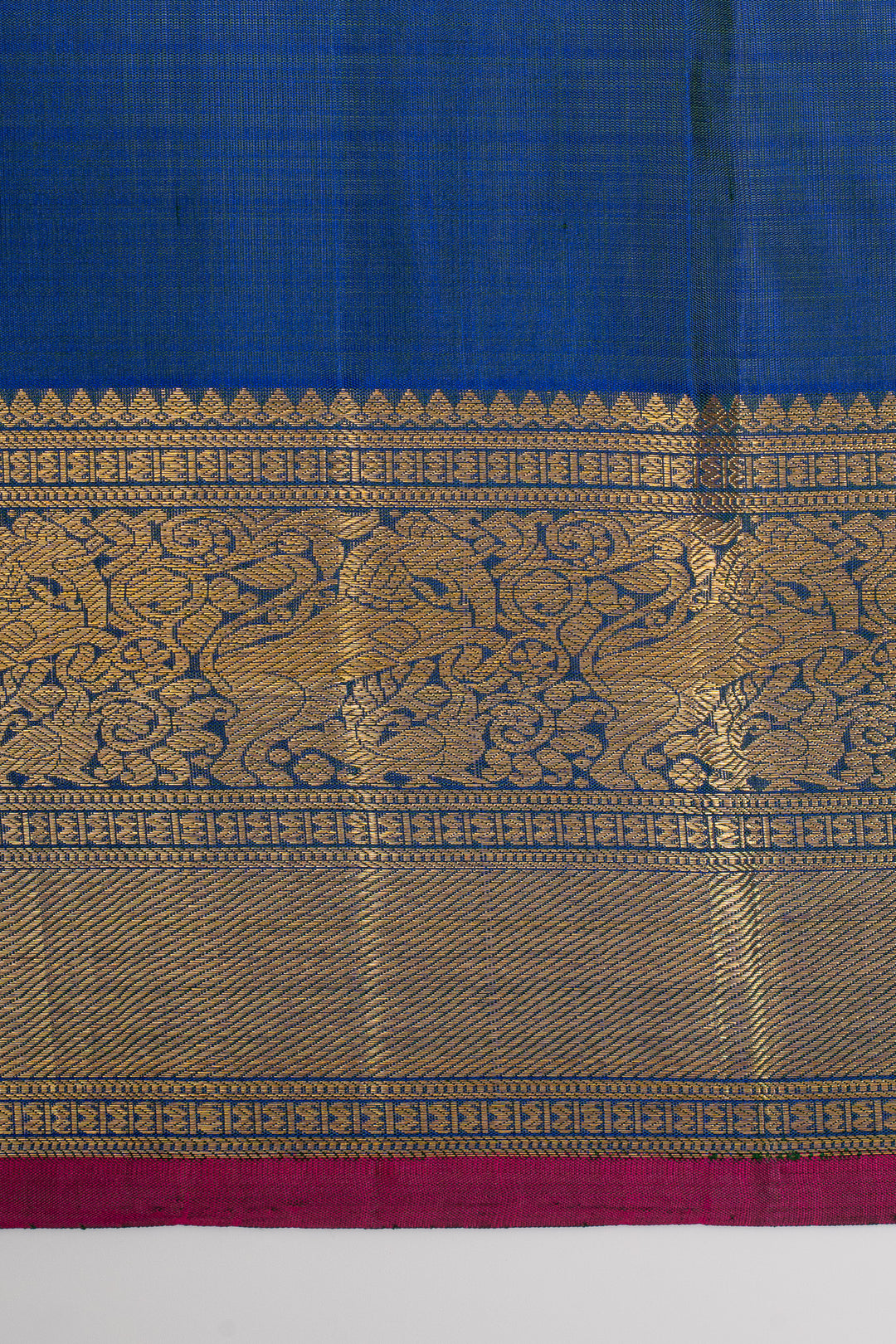 Peacock blue zari checks pure kanchipuram silk saree