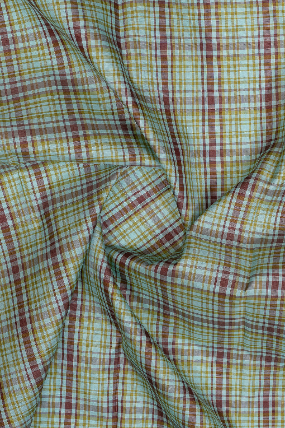 Sky blue brown multi checks pure kanchipuram silk saree