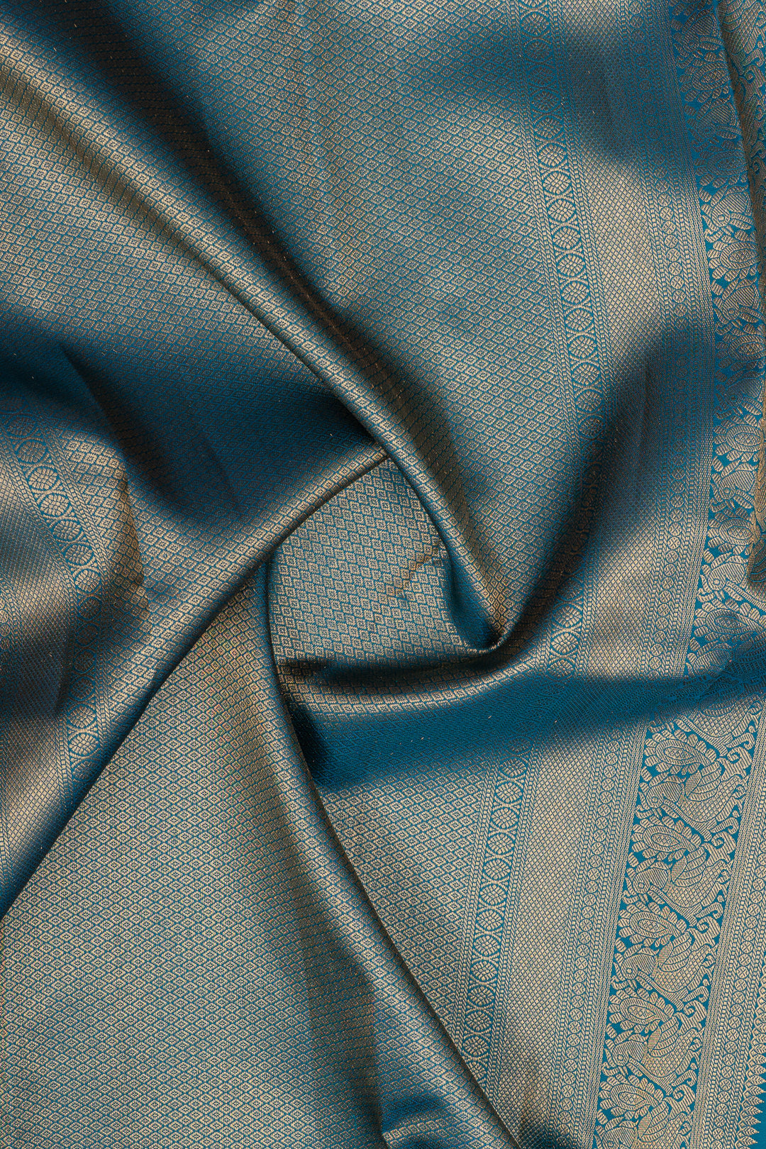 Peacock blue brocade pure kanchipuram silk saree