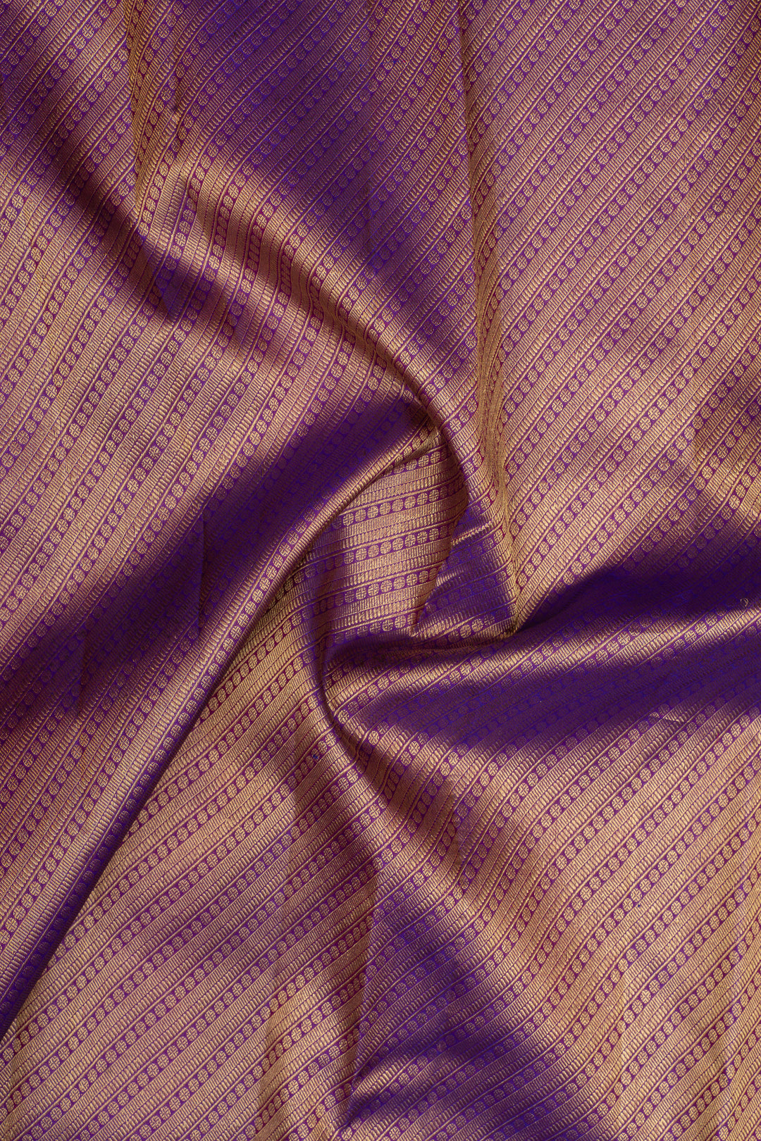 Peach and purple triple border pure kanchipuram silk saree