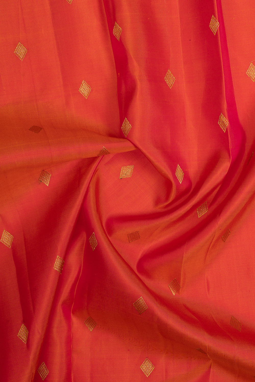 Peach and purple triple border pure kanchipuram silk saree