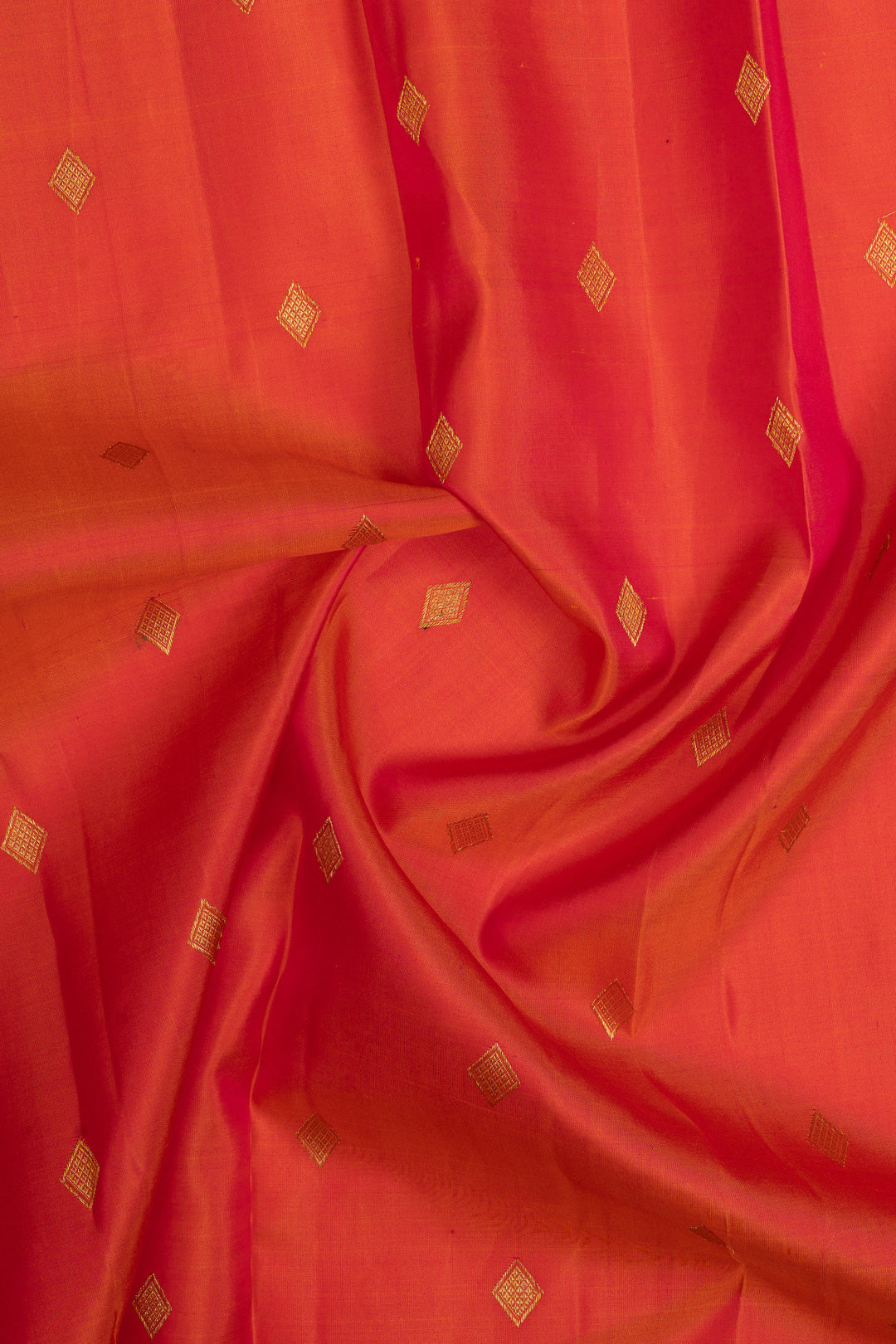 Peach and purple triple border pure kanchipuram silk saree