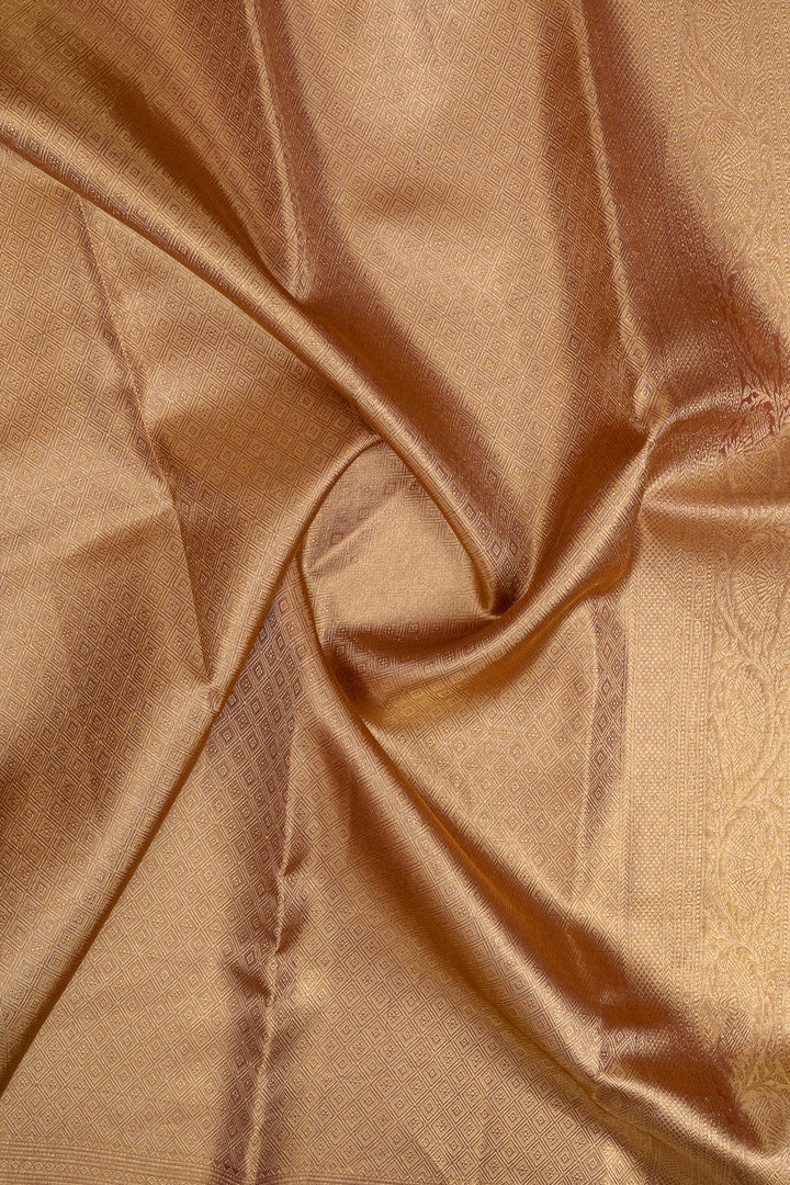 Brown tissue brocade pure kanchipuram silk saree