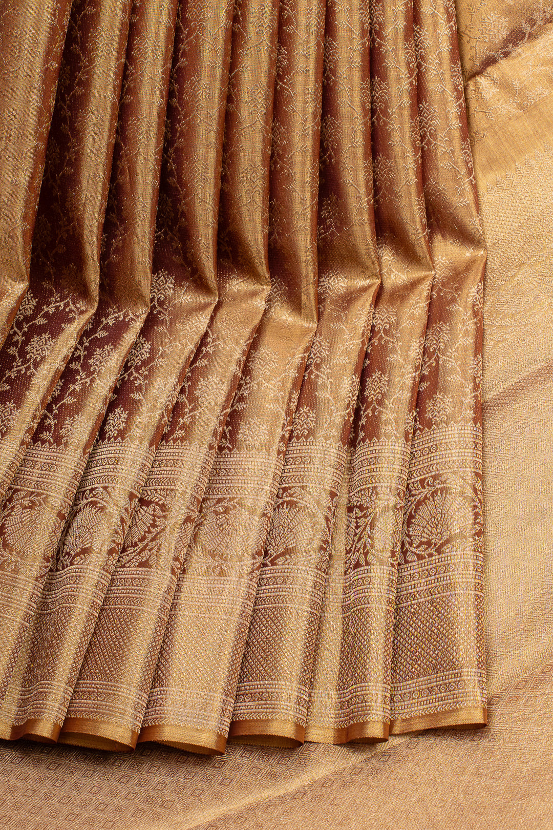 Brown tissue brocade pure kanchipuram silk saree
