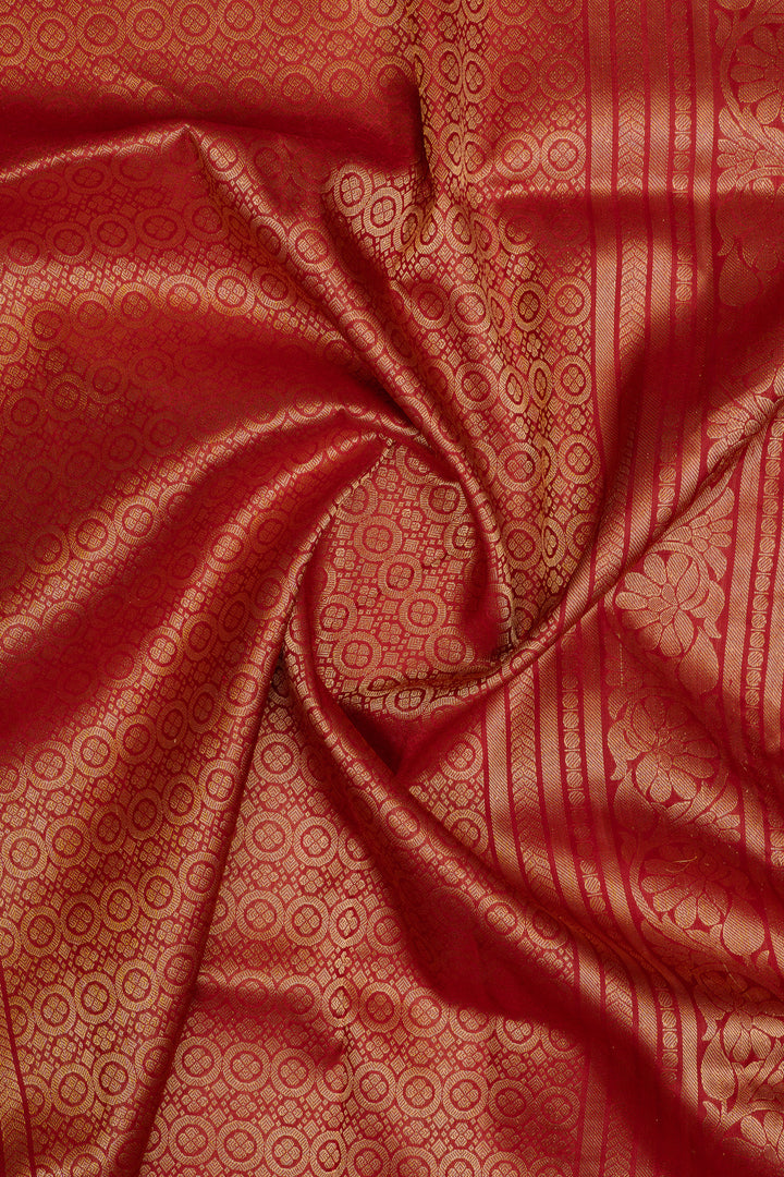 Pearl white and red lakshadeepam brocade pure soft silk saree