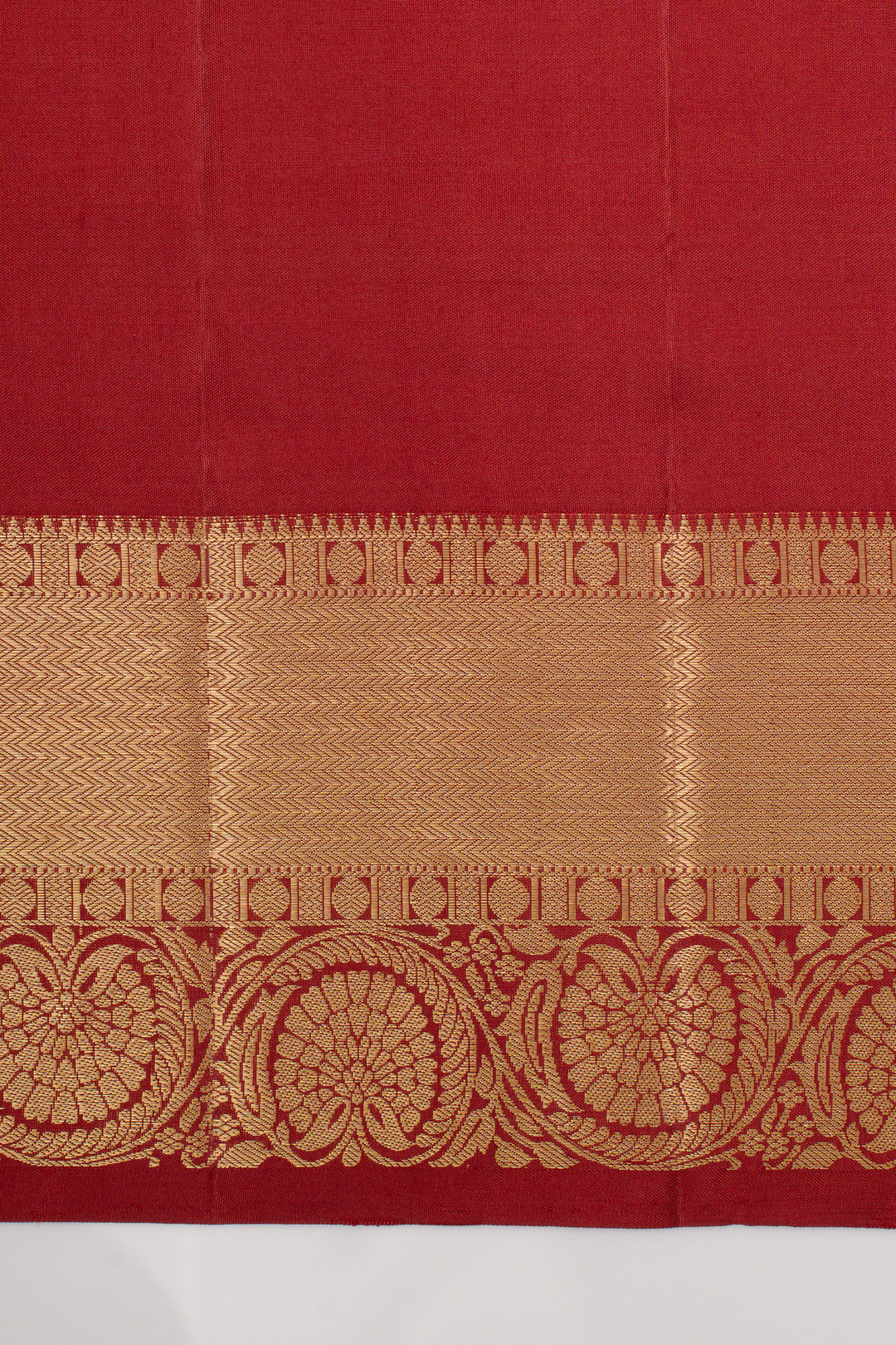 Pearl white and red lakshadeepam brocade pure soft silk saree