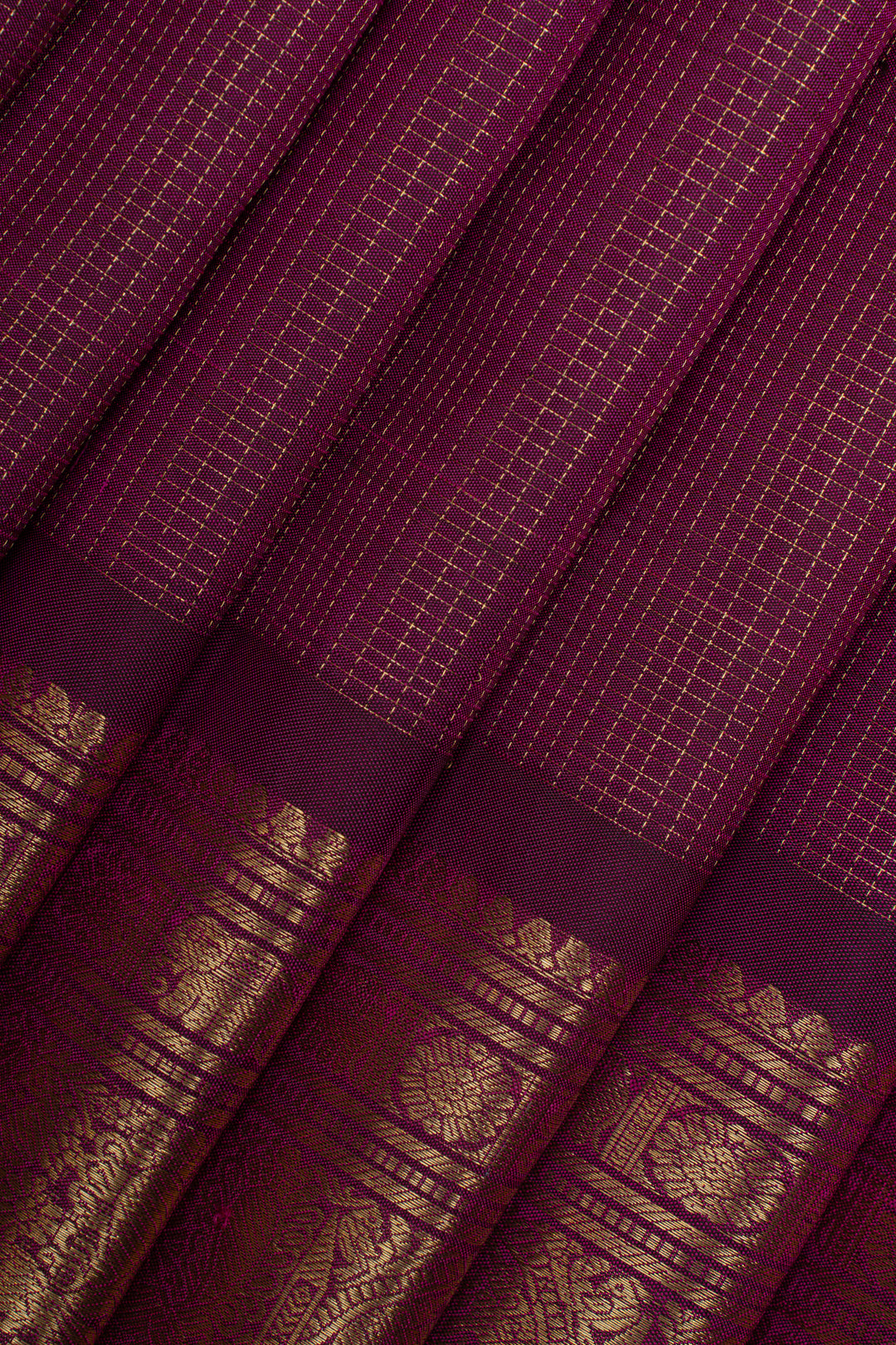 Purple Vairaoosi checks pure kanchipuram silk saree