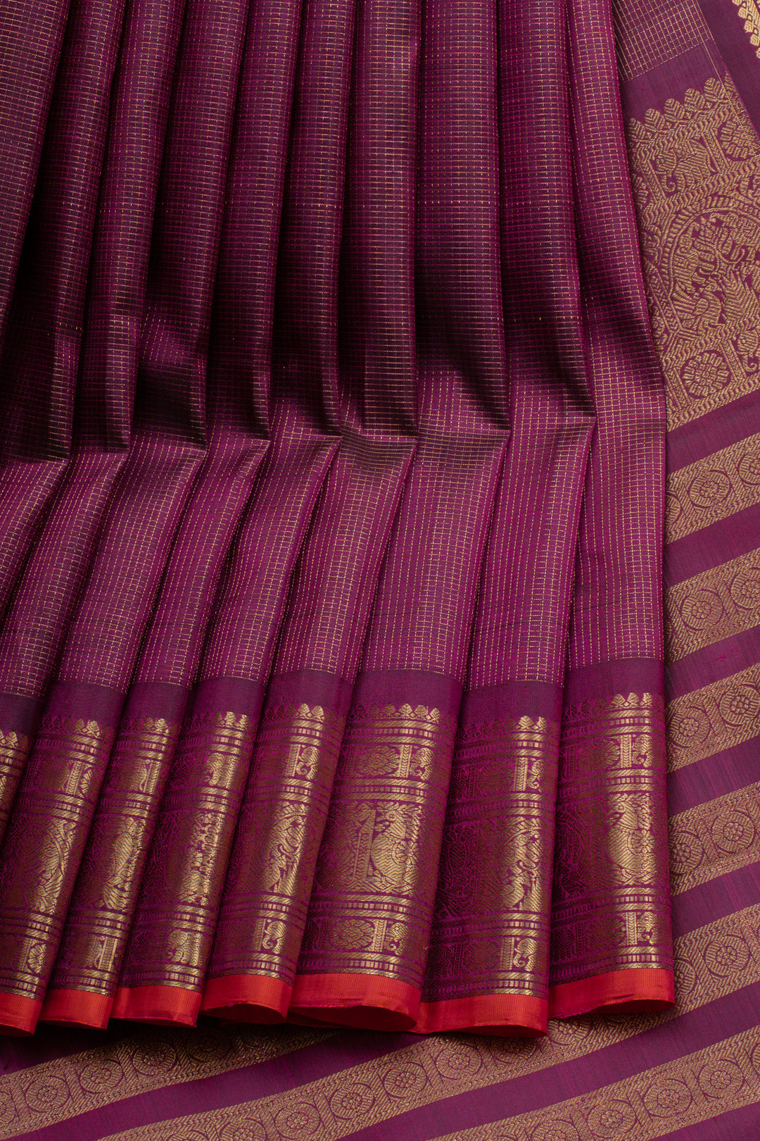 Purple Vairaoosi checks pure kanchipuram silk saree
