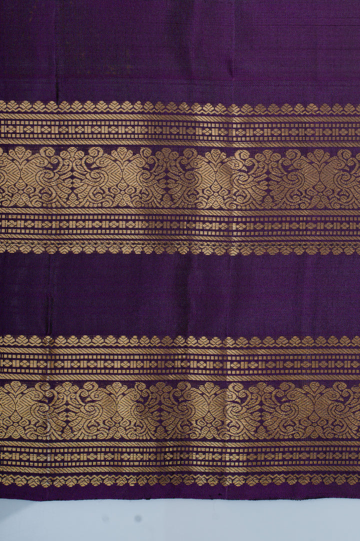 Mehadi green zari checks pure kanchipuram silk saree