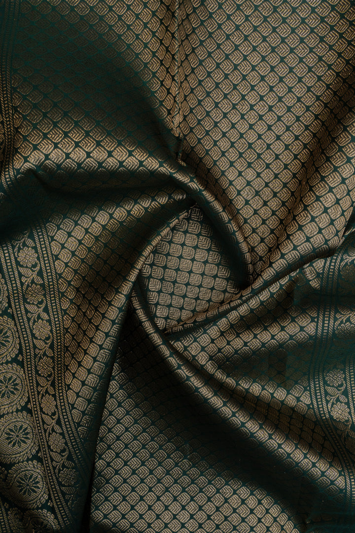 Bottle green lakshadeepam pure Kanchipuram silk saree