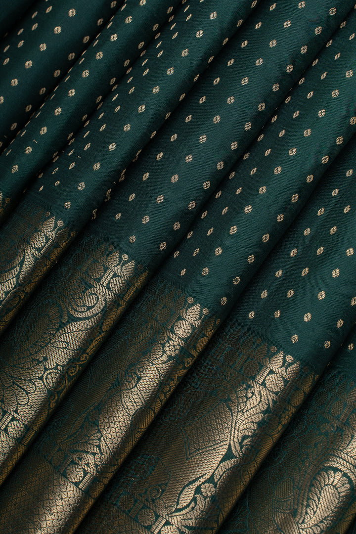 Bottle green lakshadeepam pure Kanchipuram silk saree