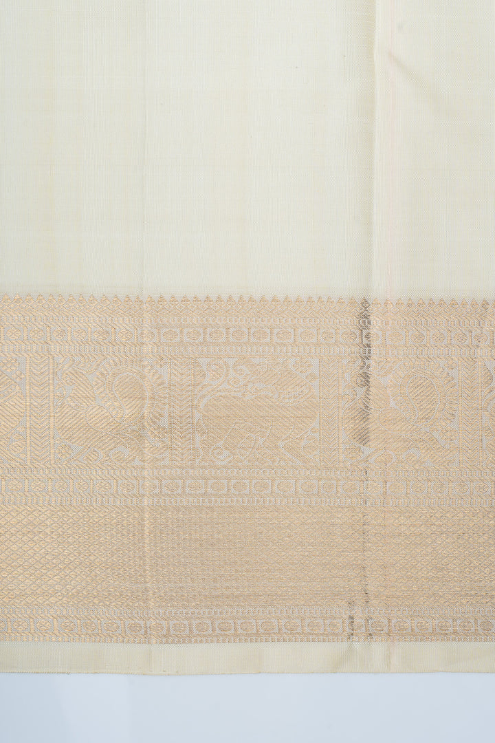 Black and ivory traditional pure kanchipuram silk saree