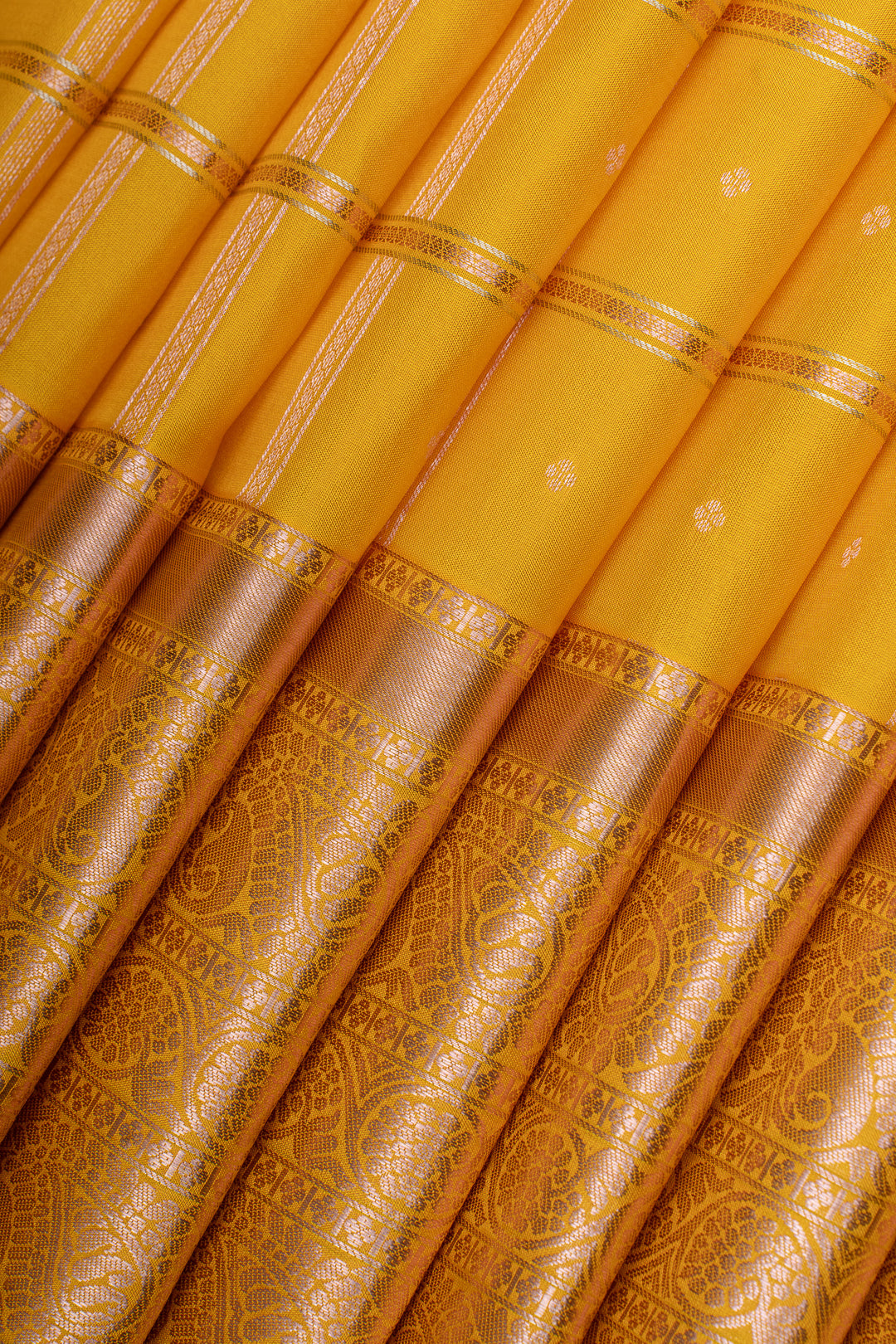 Yellow Zari checks pure Kanchipuram silk saree